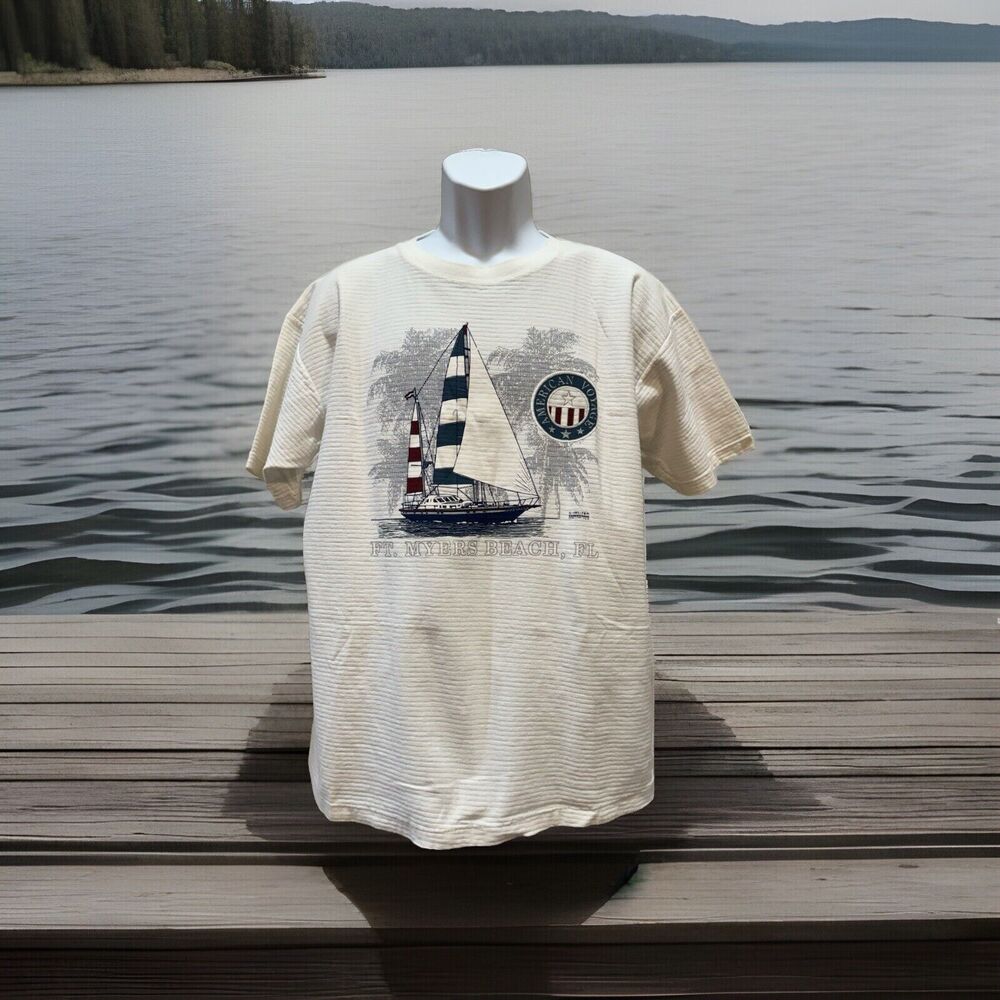 Vintage Badger Single Stitch Victoria Sailboat Graphic T-Shirt L